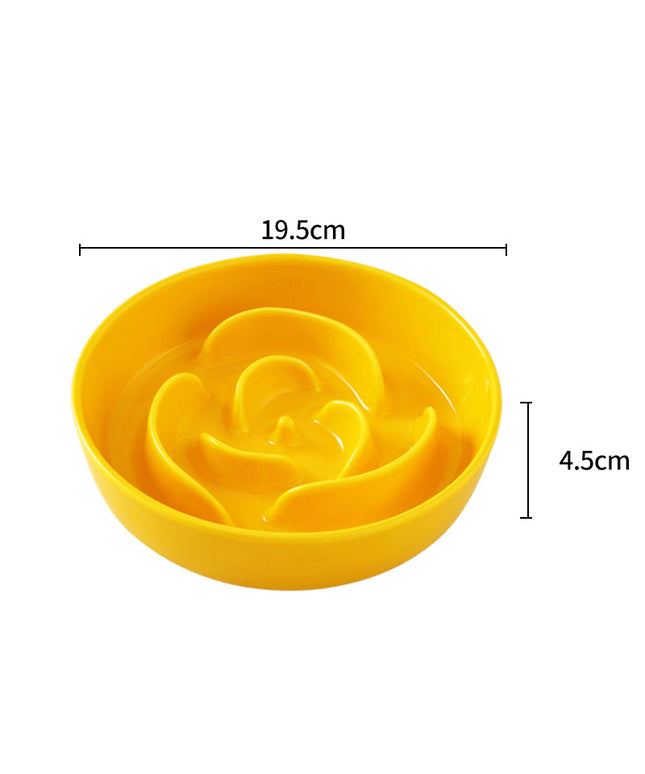 Handmade Ceramic Rose Petal Slow Feeder Pet Food Bowl