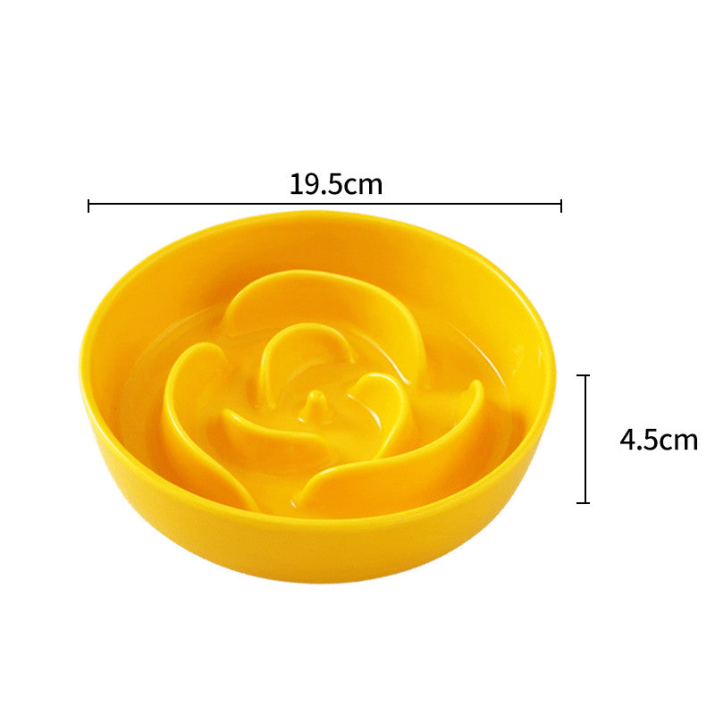 Handmade Ceramic Rose Petal Slow Feeder Pet Food Bowl