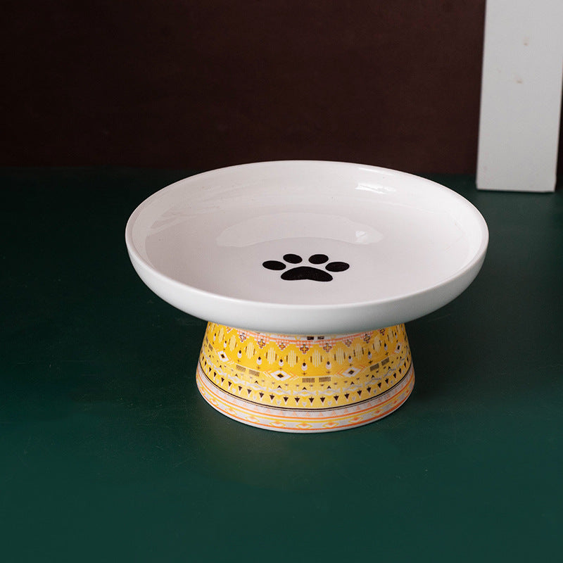 Bohemian Ceramic Extra Wide Raised Cat Food Bowl