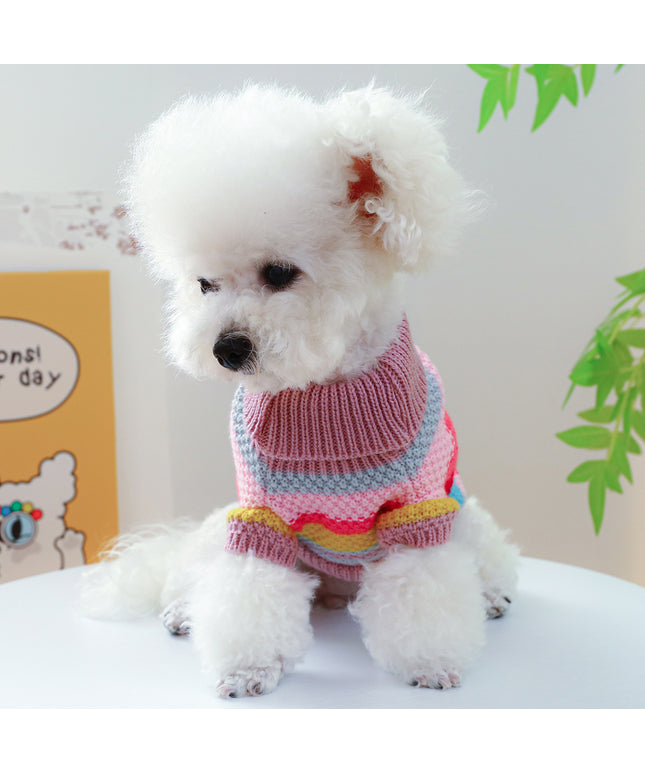 Knitted Colorful Striped Pet Sweater