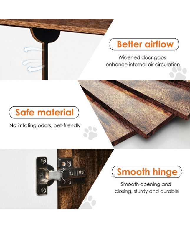 Modern Wooden Double Cat Litter Box Enclosure Cabinet