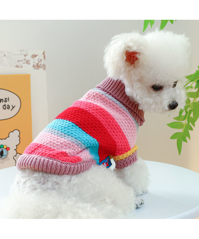 Knitted Colorful Striped Pet Sweater