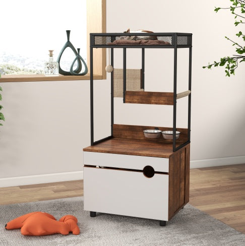 Cat Litter Box Enclosures With Cat Tree Tower, Cat Furniture ,Cat Cabinet