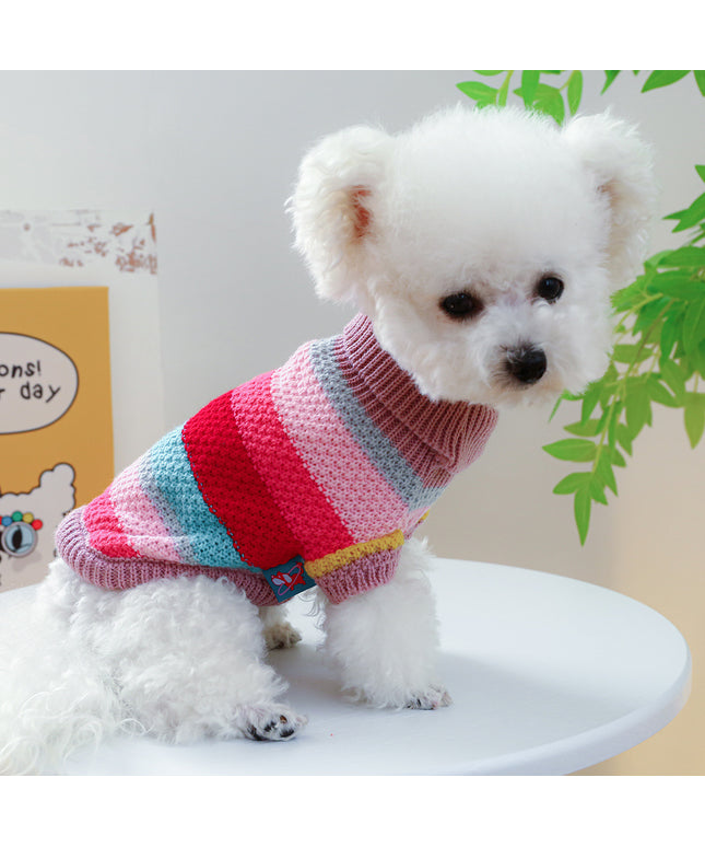 Knitted Colorful Striped Pet Sweater