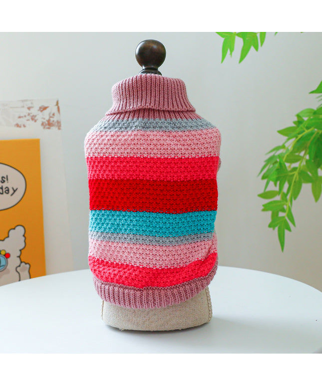 Knitted Colorful Striped Pet Sweater