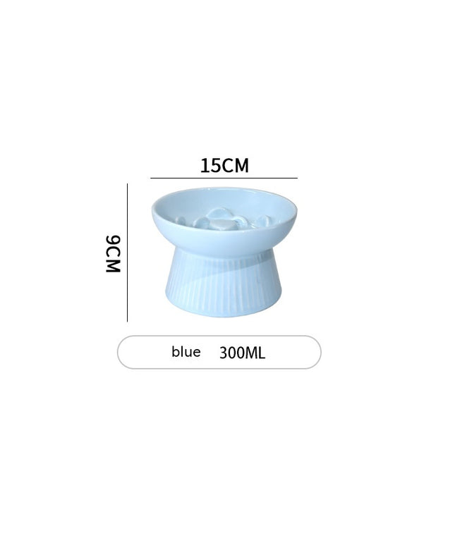 Candy Colored Elevated Ceramic Slow Feeder Bowl