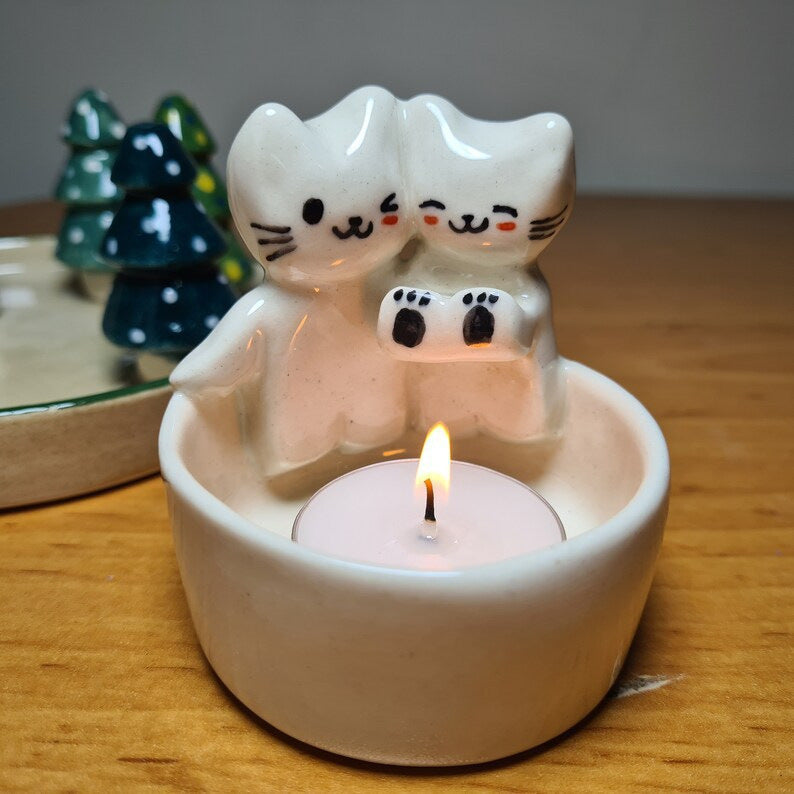 Cat Shaped Tea Light Candle Holder