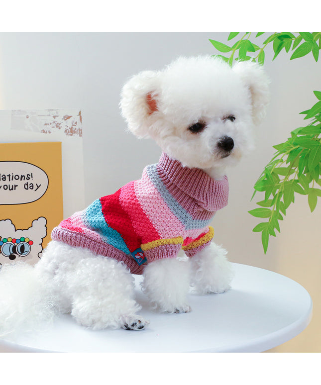 Knitted Colorful Striped Pet Sweater