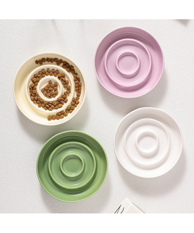 Ceramic Slow Feeder Bowl for Cats and Dogs