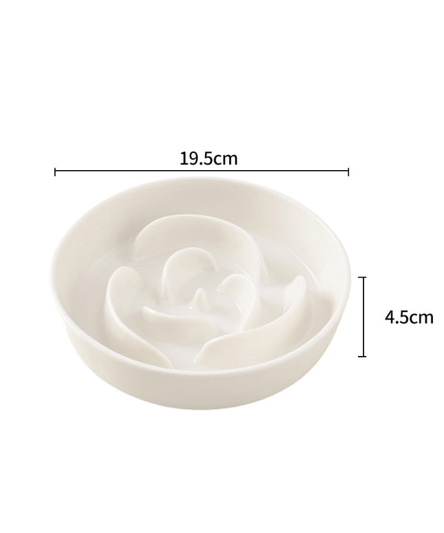 Handmade Ceramic Rose Petal Slow Feeder Pet Food Bowl
