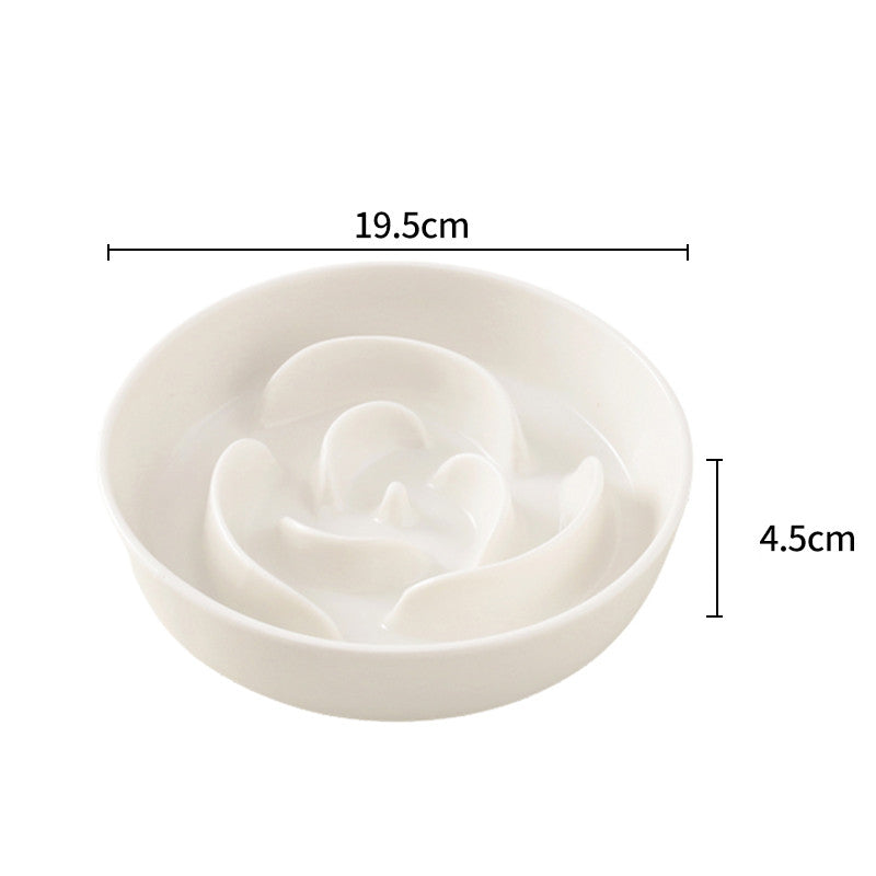 Handmade Ceramic Rose Petal Slow Feeder Pet Food Bowl