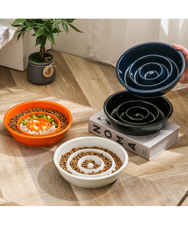 Handmade Ceramic Slow Feeder Bowl for Cats and Dogs