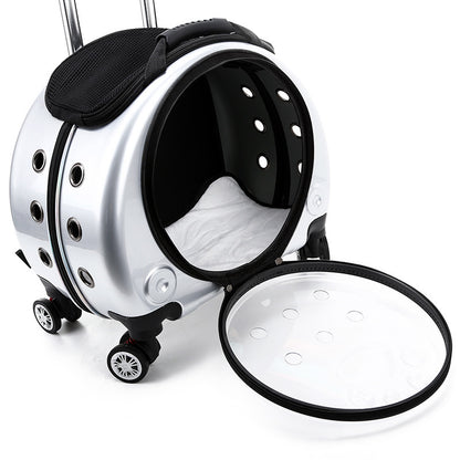 Space Capsule Hard Shell Rolling Pet Carrier