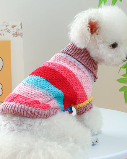 Knitted Colorful Striped Pet Sweater