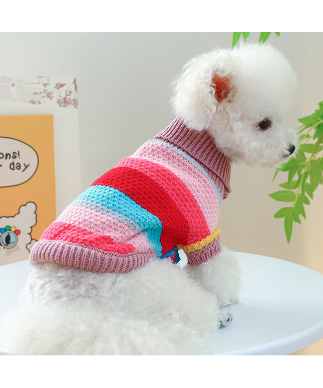 Knitted Colorful Striped Pet Sweater