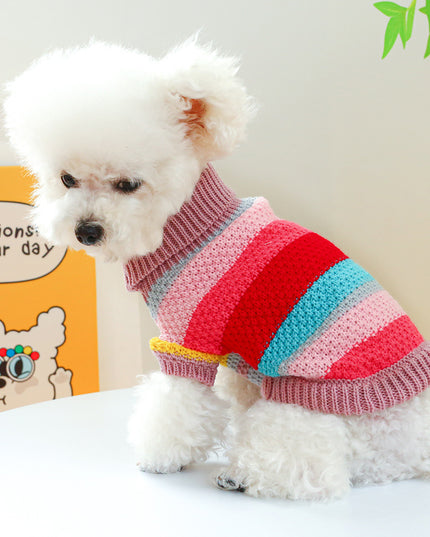 Knitted Colorful Striped Pet Sweater