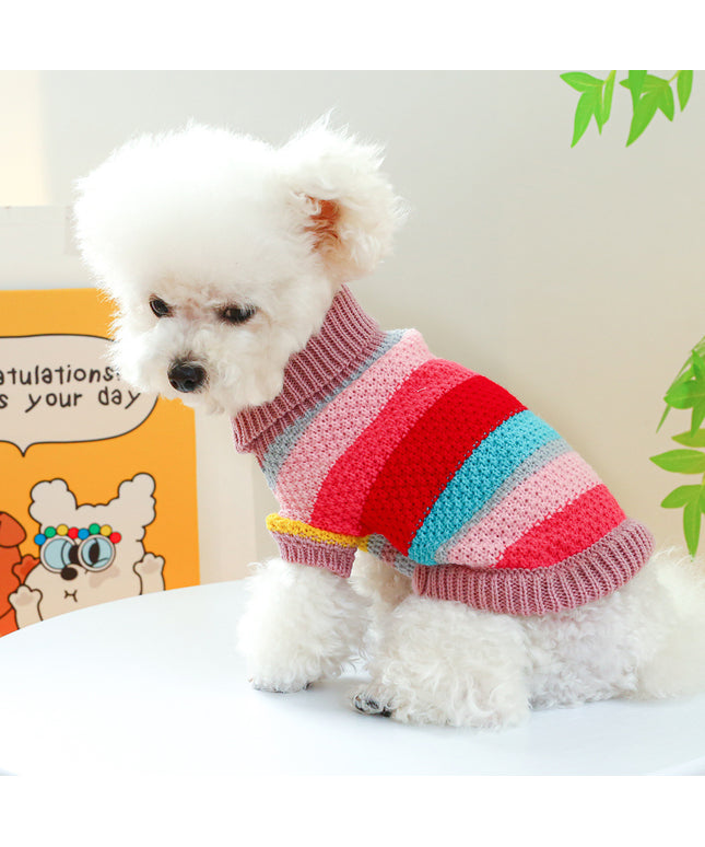 Knitted Colorful Striped Pet Sweater