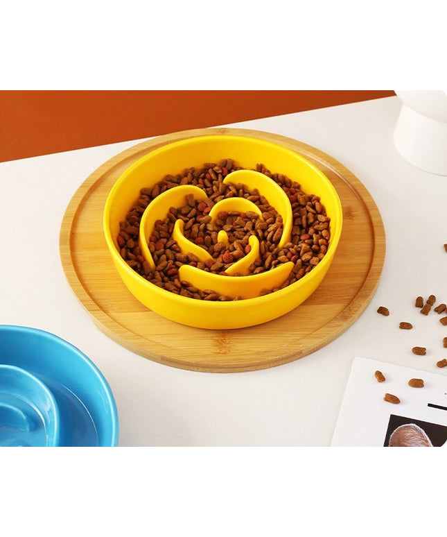 Handmade Ceramic Rose Petal Slow Feeder Pet Food Bowl