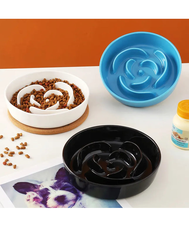 Handmade Ceramic Rose Petal Slow Feeder Pet Food Bowl