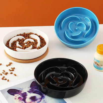 Handmade Ceramic Rose Petal Slow Feeder Pet Food Bowl