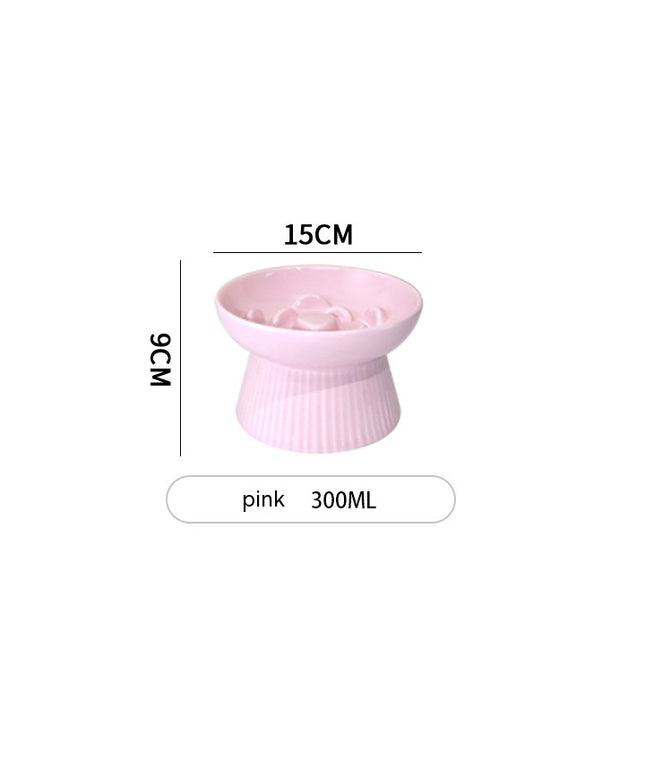 Candy Colored Elevated Ceramic Slow Feeder Bowl