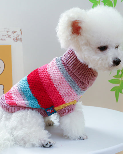 Knitted Colorful Striped Pet Sweater