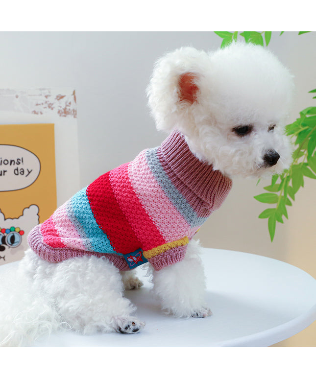 Knitted Colorful Striped Pet Sweater