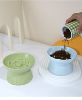 Candy Colored Elevated Ceramic Slow Feeder Bowl