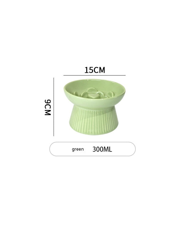Candy Colored Elevated Ceramic Slow Feeder Bowl