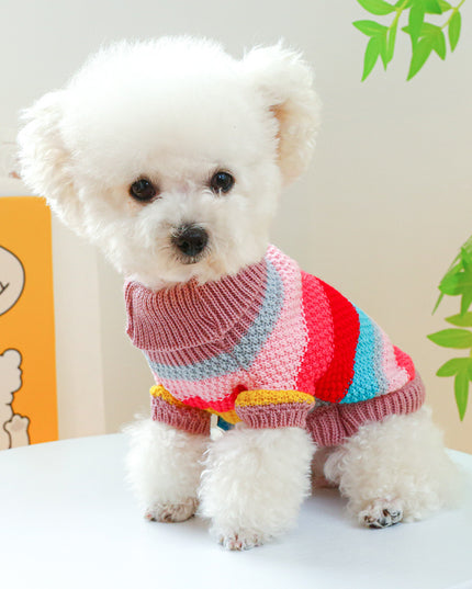 Knitted Colorful Striped Pet Sweater