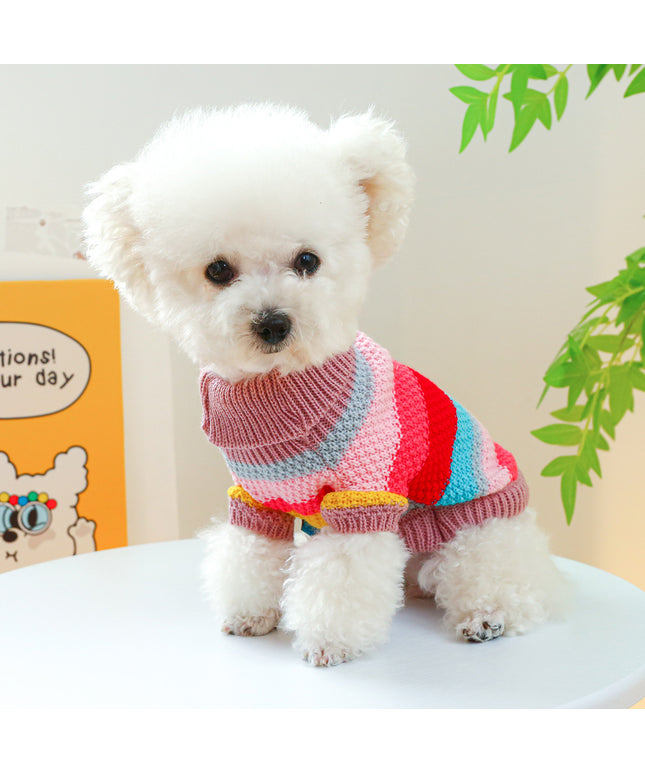 Knitted Colorful Striped Pet Sweater