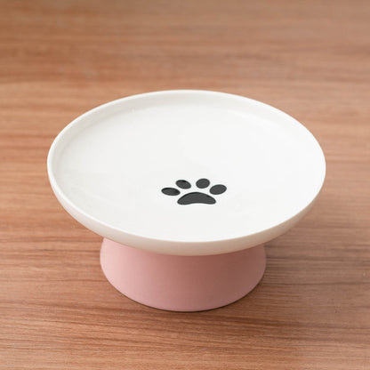 Ceramic Extra Wide Raised Cat Food Bowl