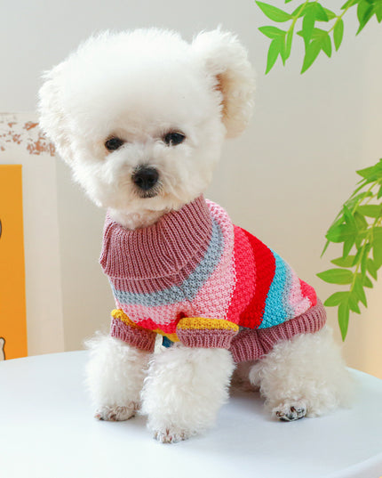 Knitted Colorful Striped Pet Sweater