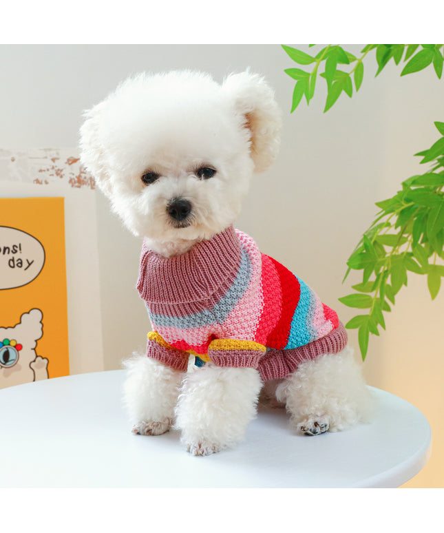 Knitted Colorful Striped Pet Sweater