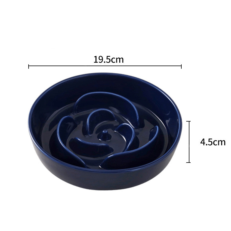 Handmade Ceramic Rose Petal Slow Feeder Pet Food Bowl