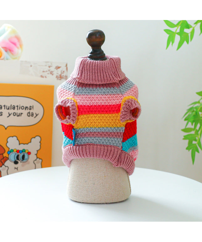Knitted Colorful Striped Pet Sweater