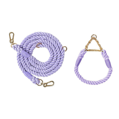 Twisted Double Head Pet Leash and Collar Set