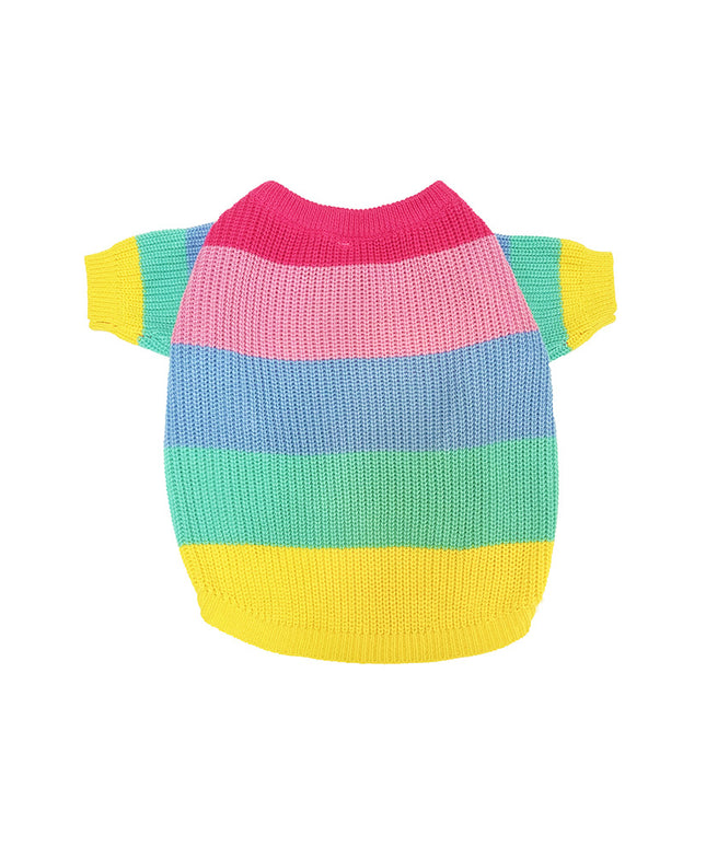 Rainbow Knit Striped Dog Sweater