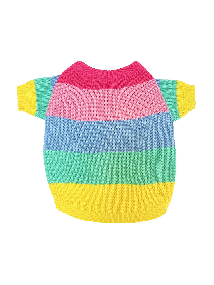 Rainbow Knit Striped Dog Sweater