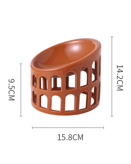Earth Tone Ceramic Oblique Pet Food Bowl