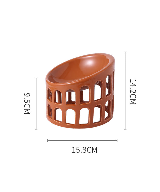 Earth Tone Ceramic Oblique Pet Food Bowl
