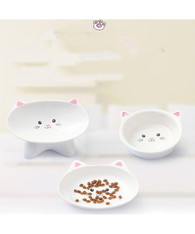 Ceramic Cat Face Pet Food Bowl