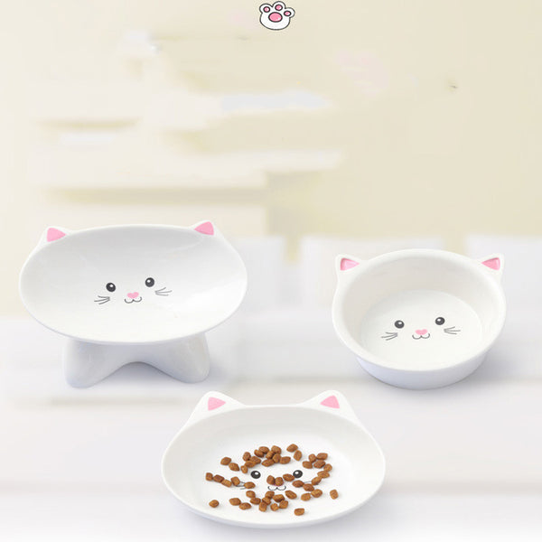 Ceramic Cat Face Pet Food Bowl