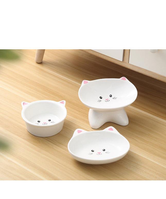 Ceramic Cat Face Pet Food Bowl