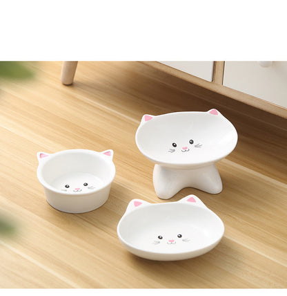 Ceramic Cat Face Pet Food Bowl