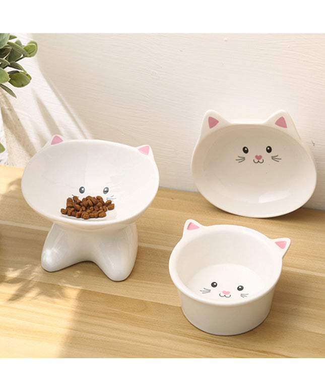 Ceramic Cat Face Pet Food Bowl