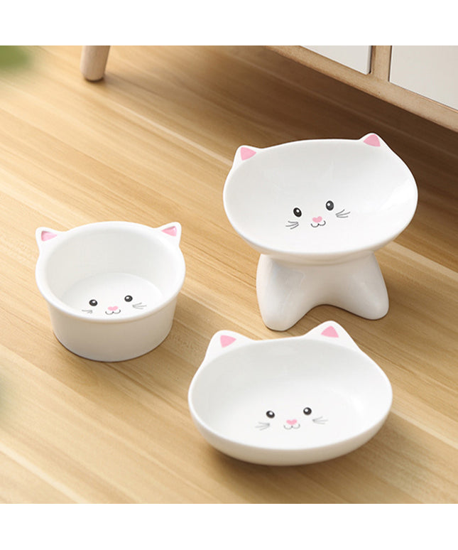 Ceramic Cat Face Pet Food Bowl