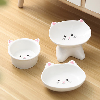 Ceramic Cat Face Pet Food Bowl