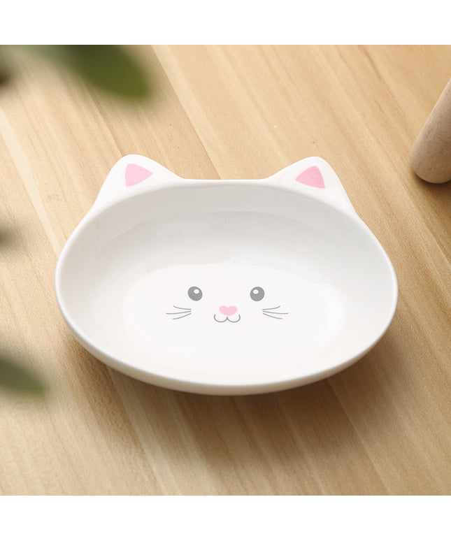 Ceramic Cat Face Pet Food Bowl