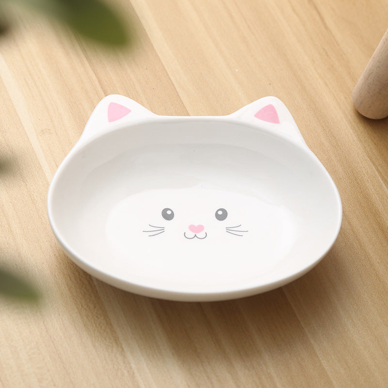 Ceramic Cat Face Pet Food Bowl